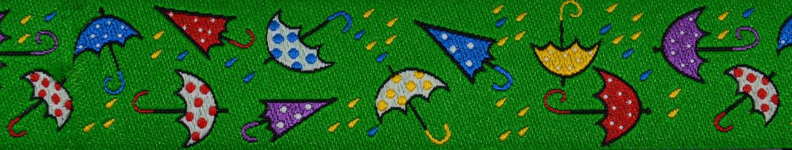 Webband "Regenschirme grün" 