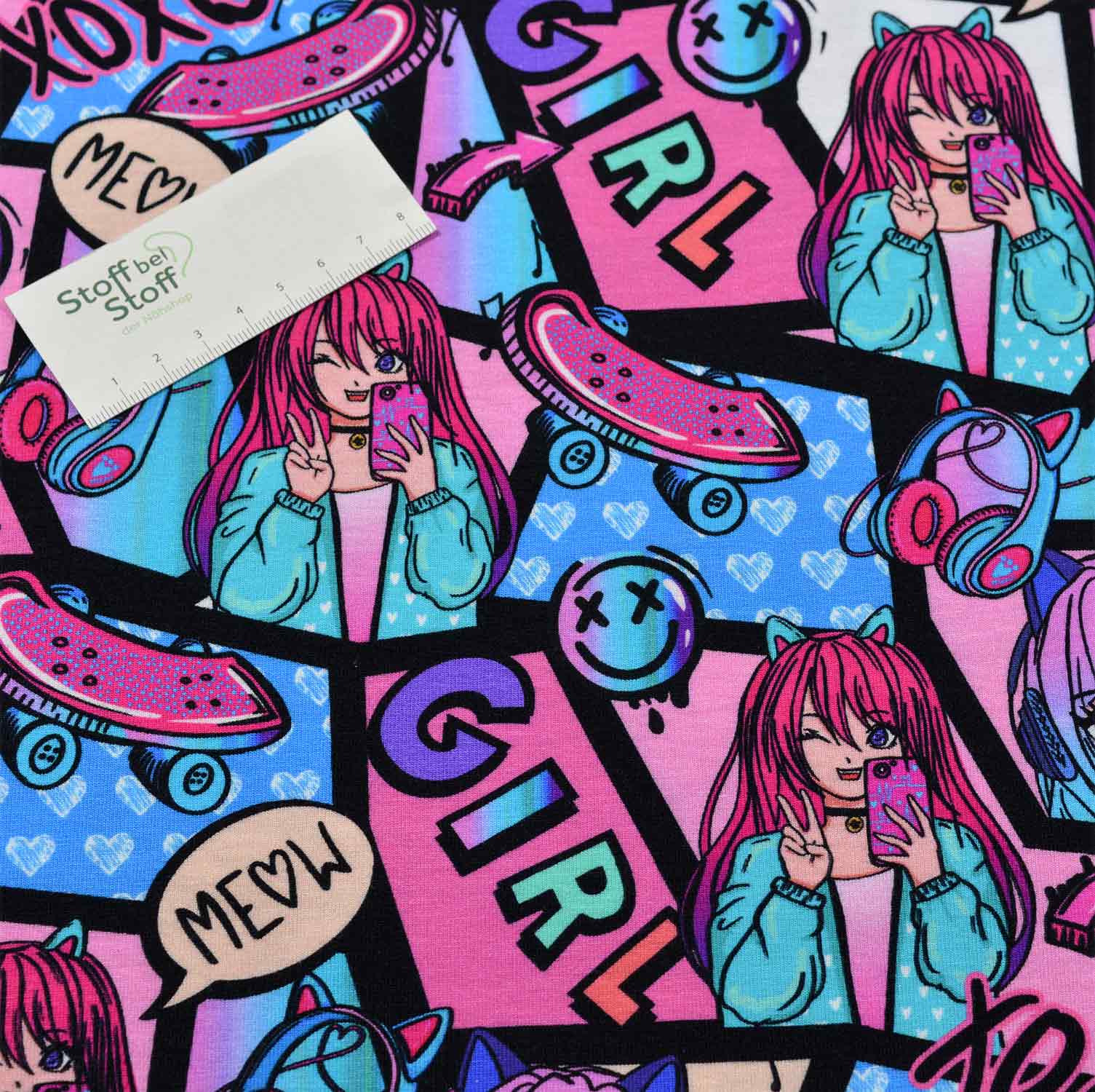 Baumwoll-Jersey "Manga Girl" - SBS11627
