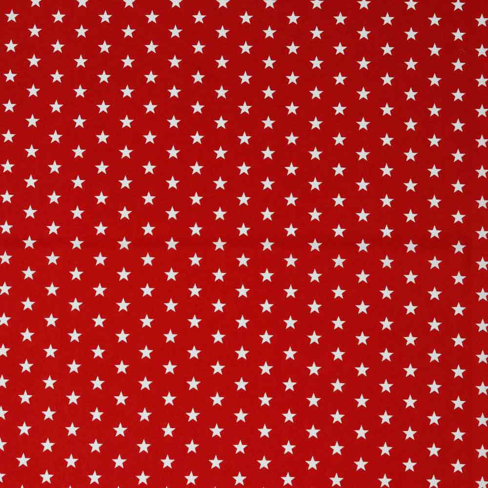 Baumwolle mit mittleren Sternen in rot - 1230