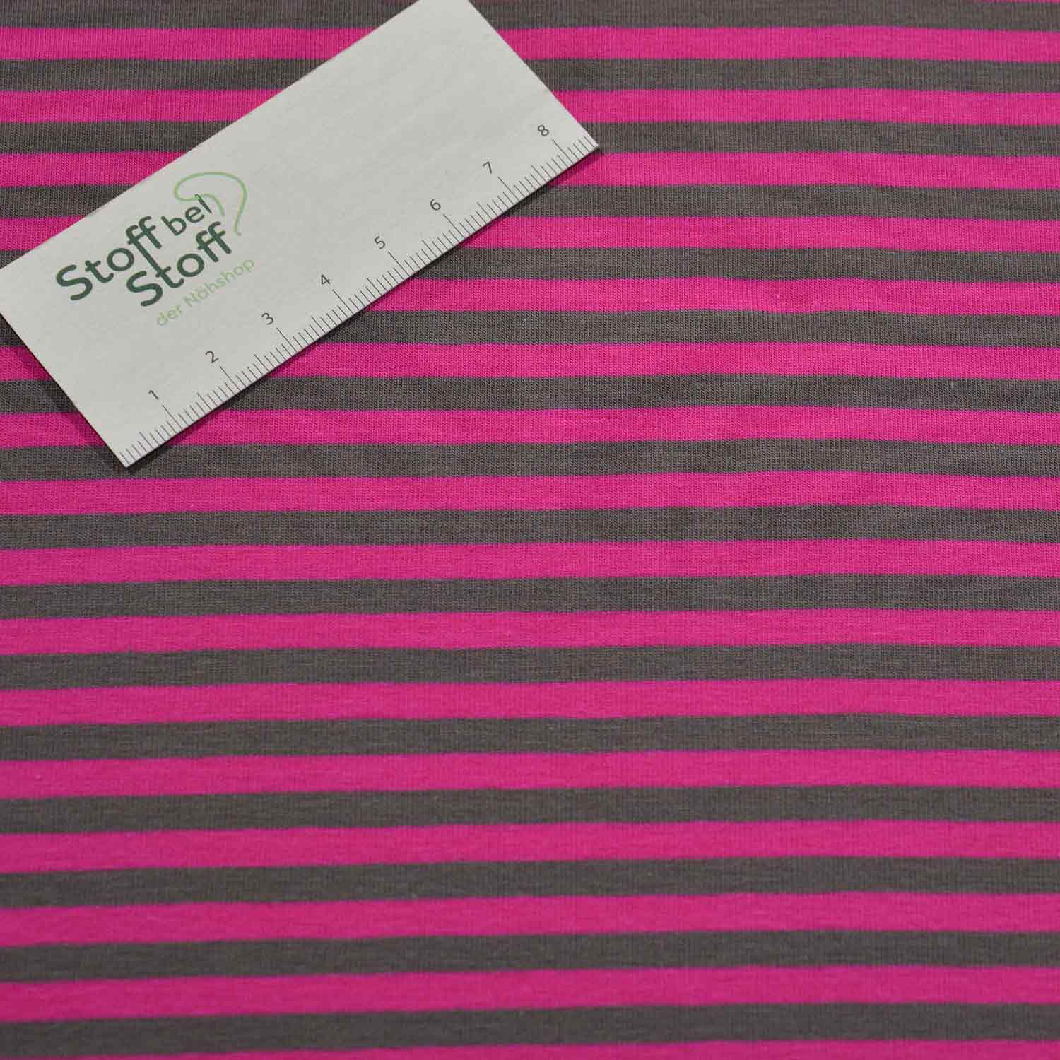 Baumwoll-Jersey Streifen Fuchsia/Taupe Grau SBS11142 1221/1010