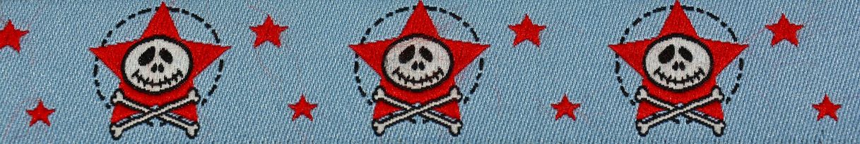 Webband "Piraten-Stern" hellblau