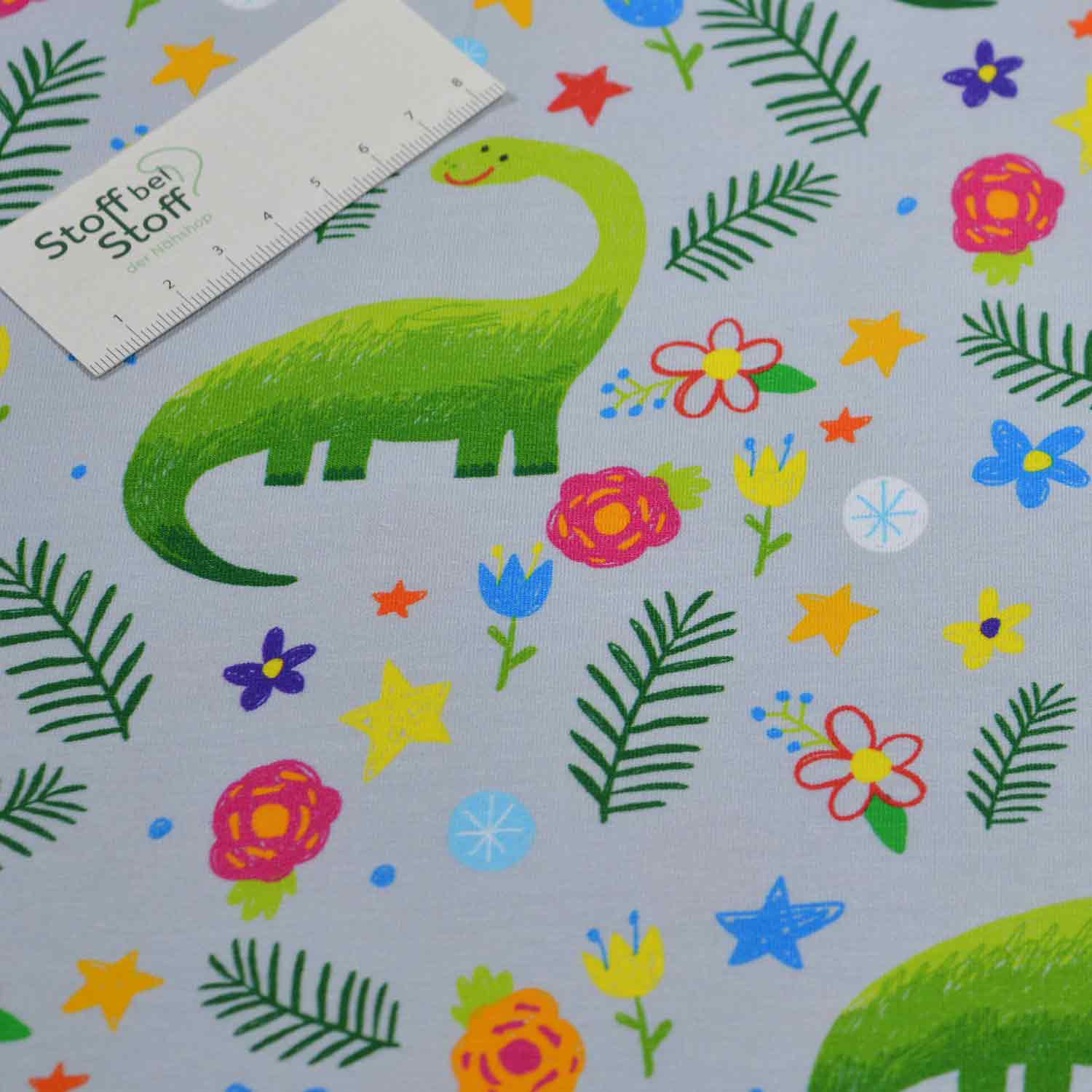 Baumwoll-Jersey "Dino & Blumen" SBS10205 