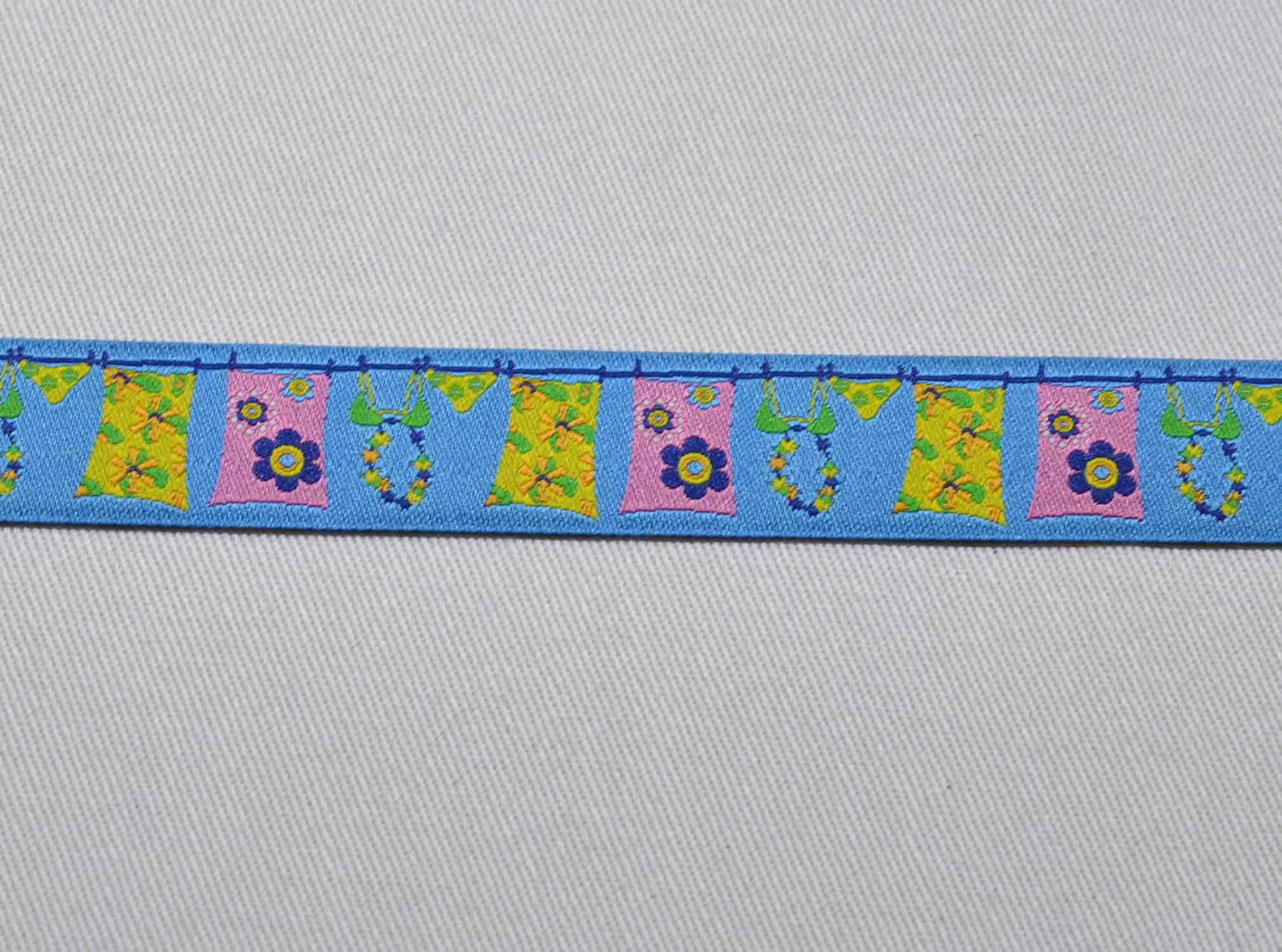 Webband "Geblümt" Blau