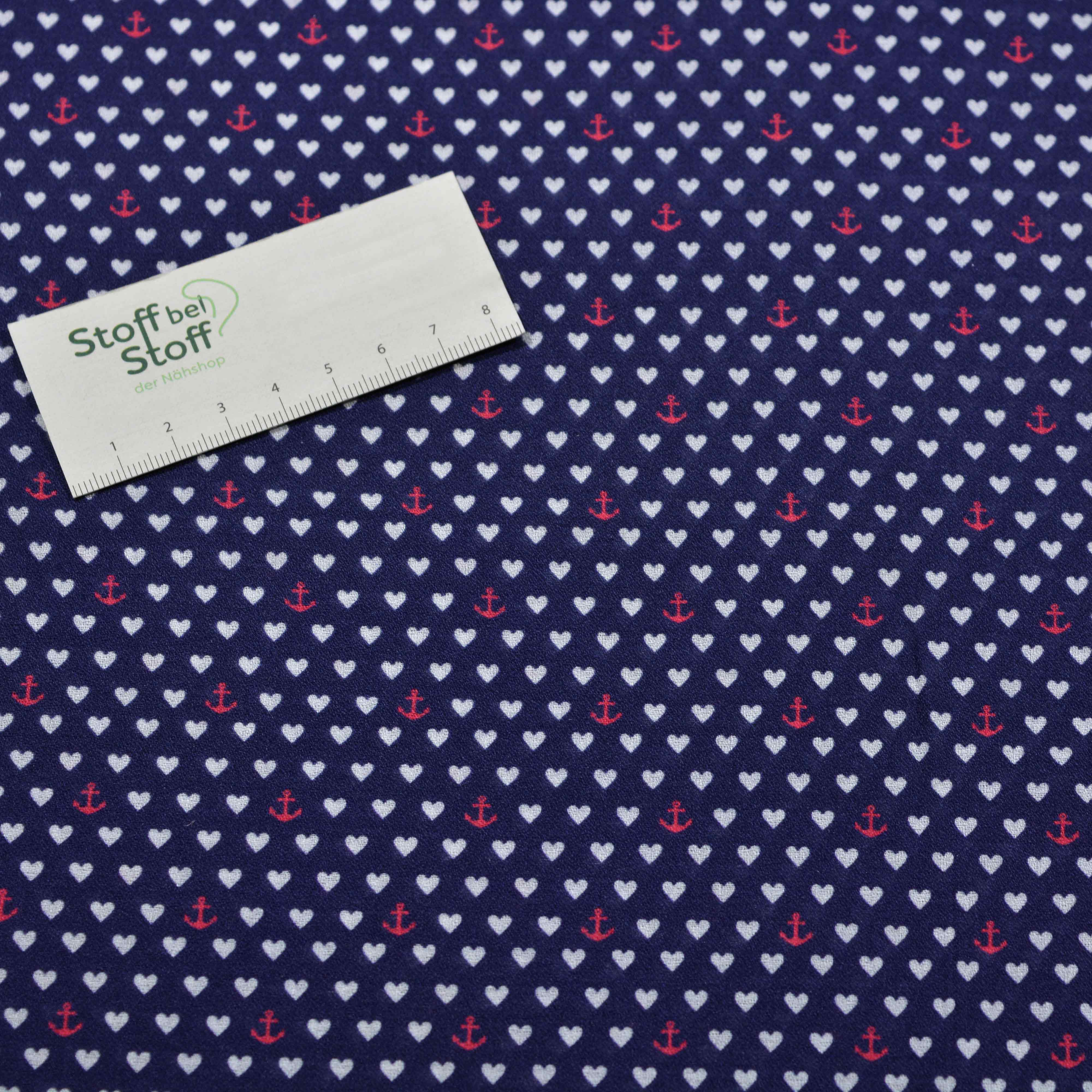 Baumwoll-Krepp Tanja Anker und Herzen SBS11365