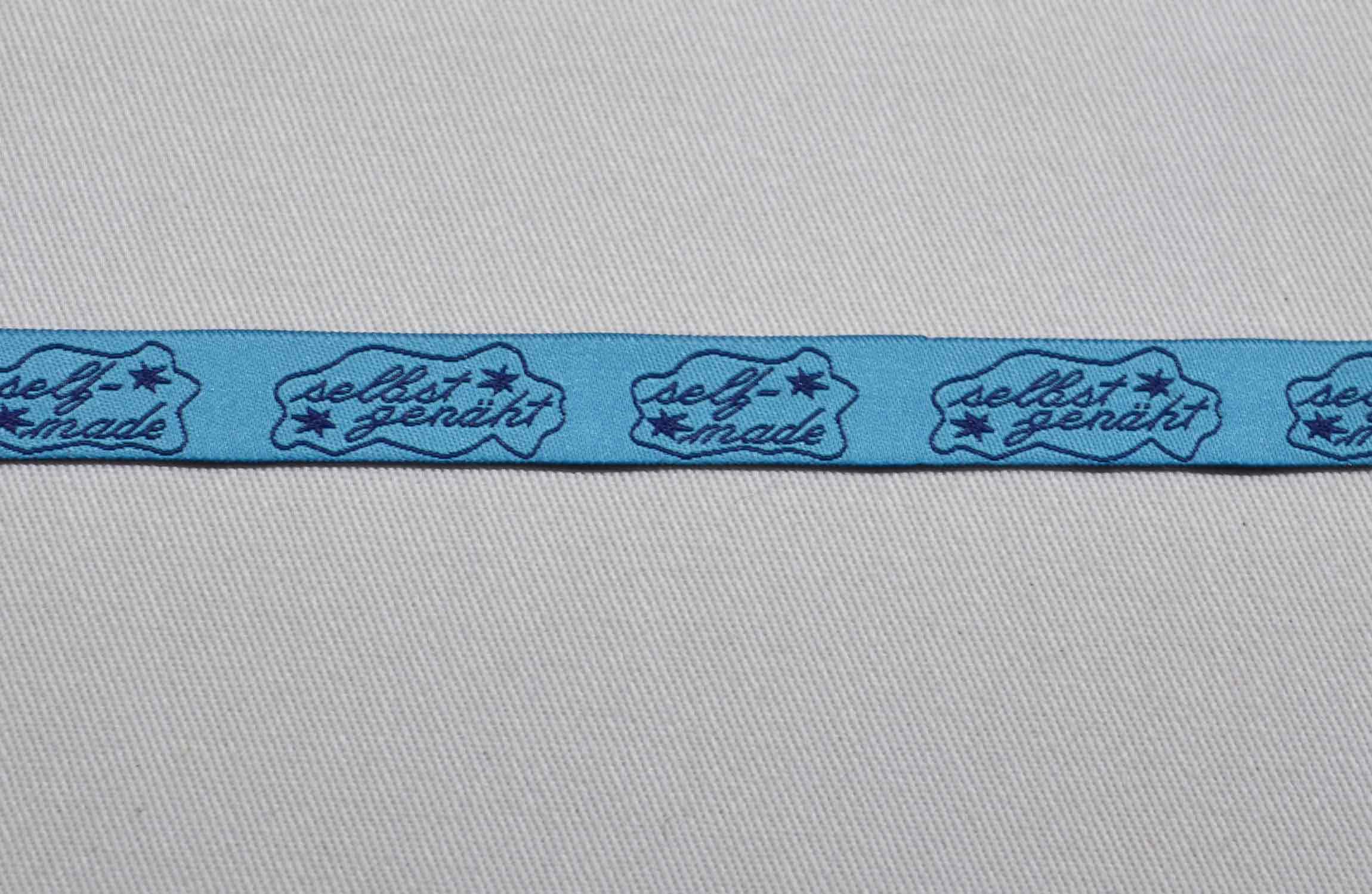 Webband "Selbstgenäht" Himmelblau