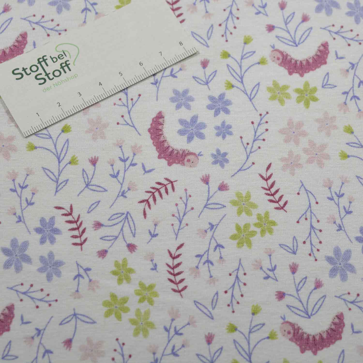 Baumwoll-Jersey Dina Blüten und Raupen SBS11173
